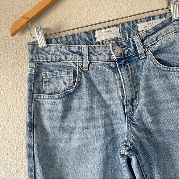 Cotton On Low Rise Straight Jeans Women’s Size 4 (26) Blue Light Wash Ripped Y2K - Picture 4 of 14